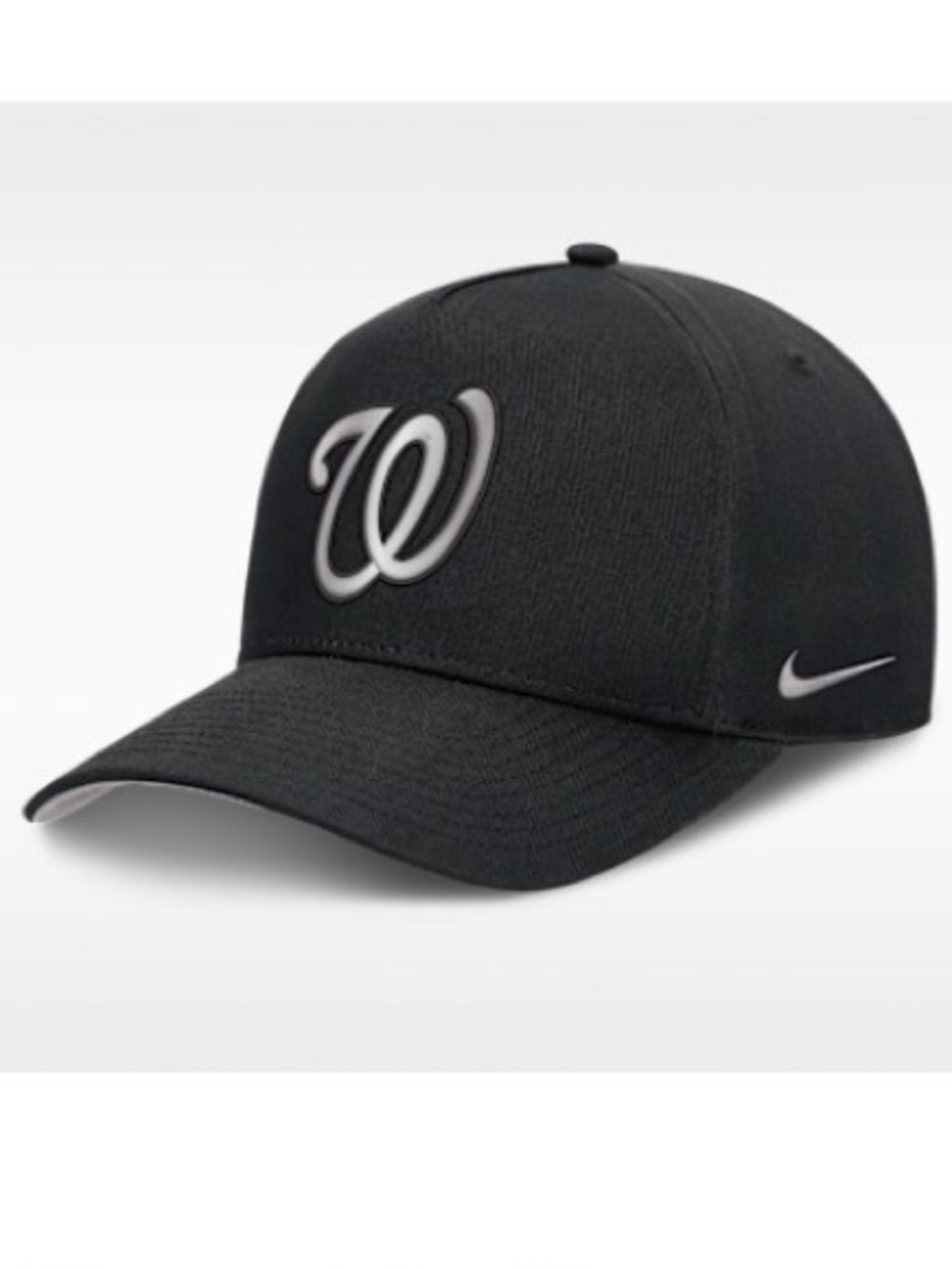 NWOT Nike MLB Washington Nationals Black Hat with White-Outlined 'W' Logo